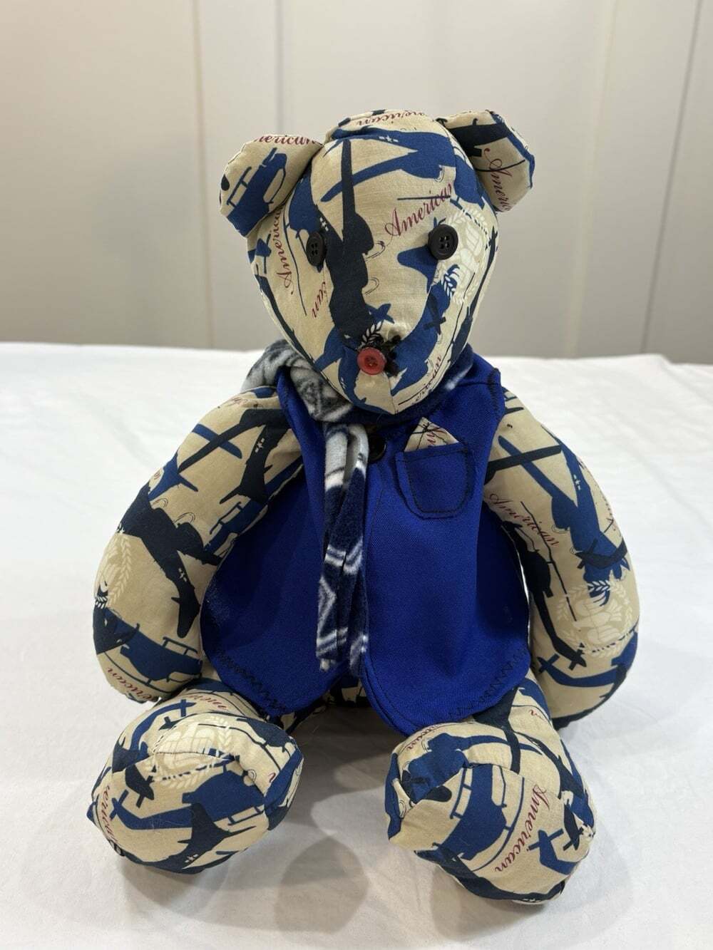 Handmade Memory Bear American Helicopter Theme